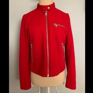 GAP red wool moto jacket